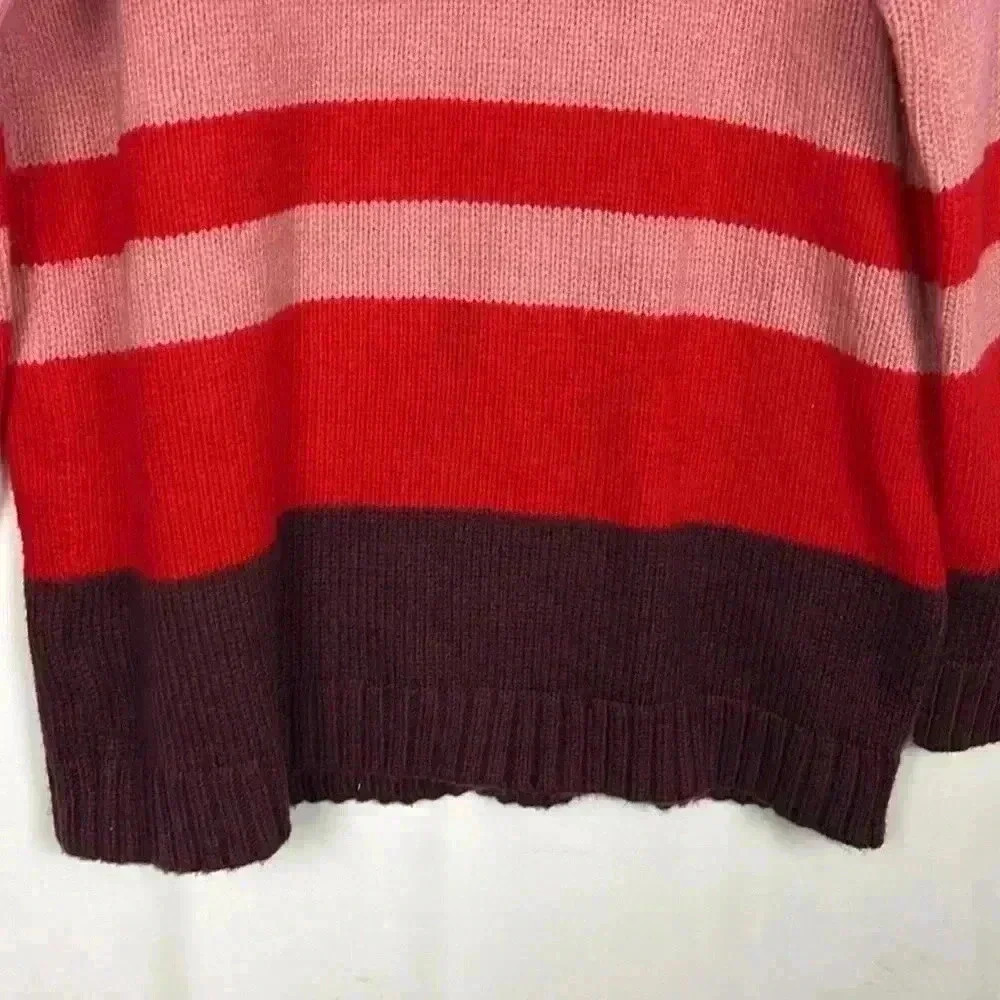 Ann Taylor Womens Knit Tunic Red/Pink/Brown Turtleneck Raglan Sleeve Soft Casual - Picture 5 of 11